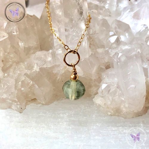 Gold Prehnite Facet Gemstone Pendant